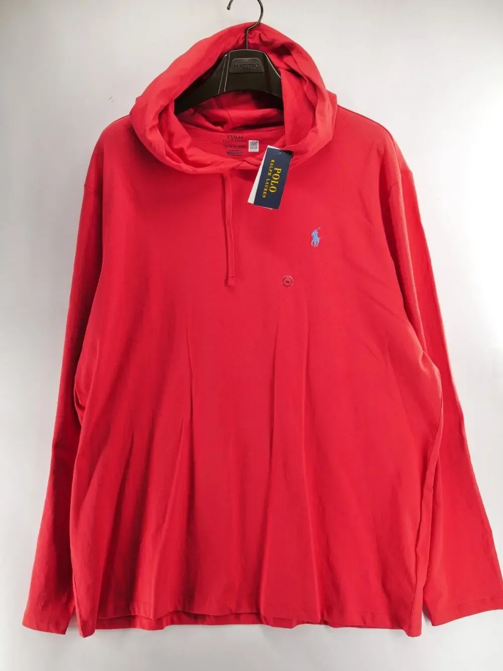 Polo Ralph Lauren NWT Men's 2XL Red Hoodie Long Sleeve Drawstring Hood Casual